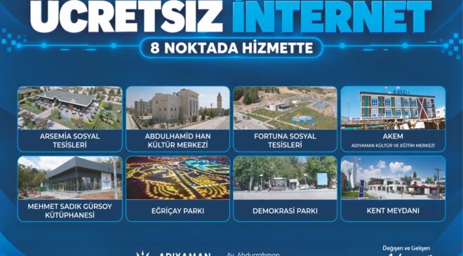 Adıyaman Belediyesin’den 8 noktadan ücretsiz internet