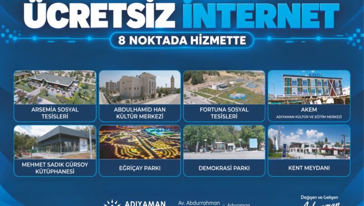 Adıyaman Belediyesin’den 8 noktadan ücretsiz internet