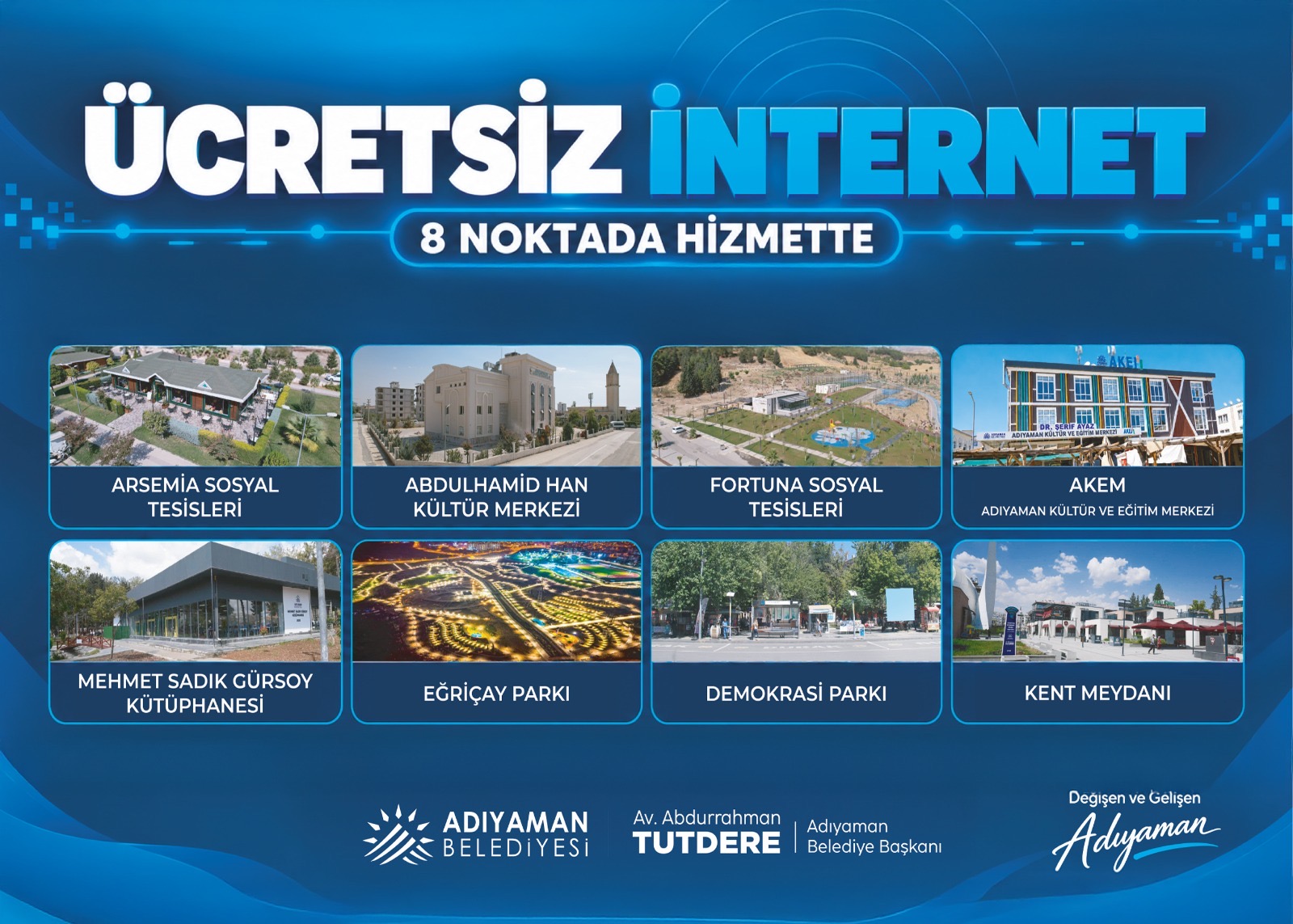 Adıyaman Belediyesinden 8 noktada ücretsiz internet hizmeti